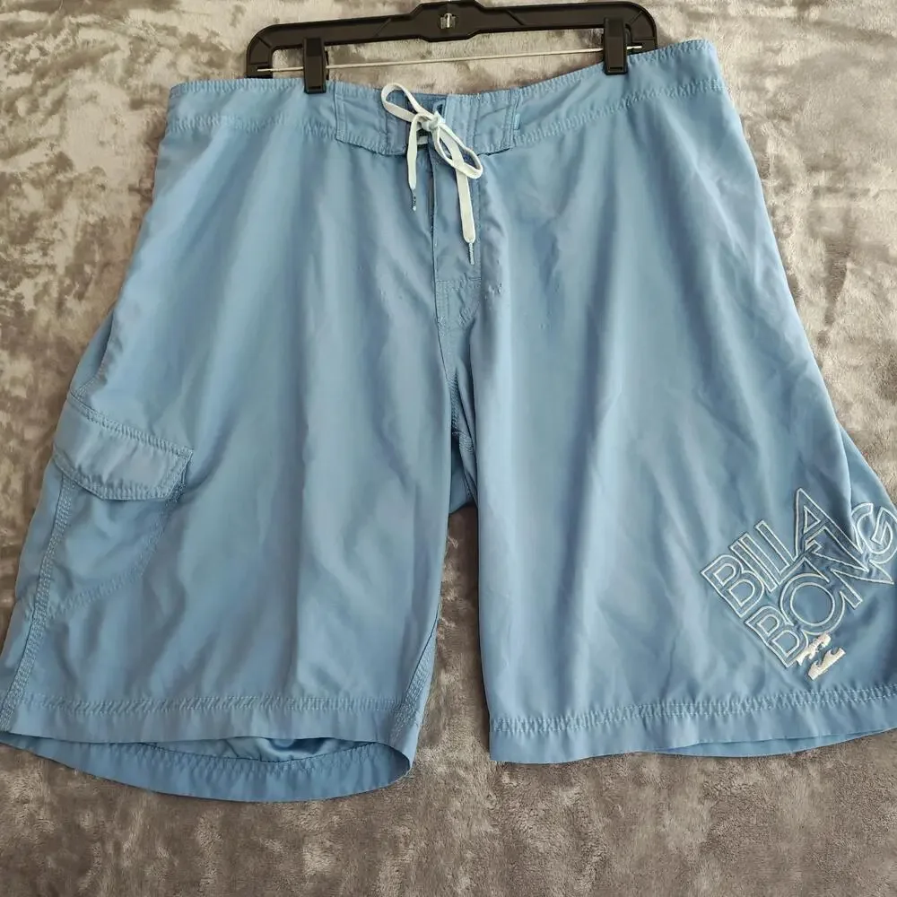 Billabong Board Shorts Mens 40 Blue Cargo Surf Swim Trunks Quick Dry Beach